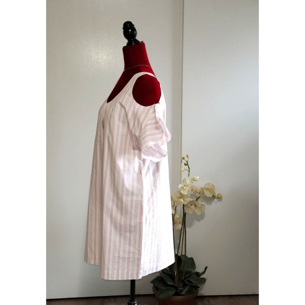 NWT Madewell Rose Stripe Bell Sleeves Cold-Shoulder Dress Size L 1046 - Picture 4 of 10